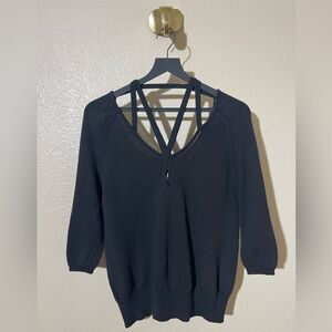 ROI Black Women's Short Sleeve Sweater